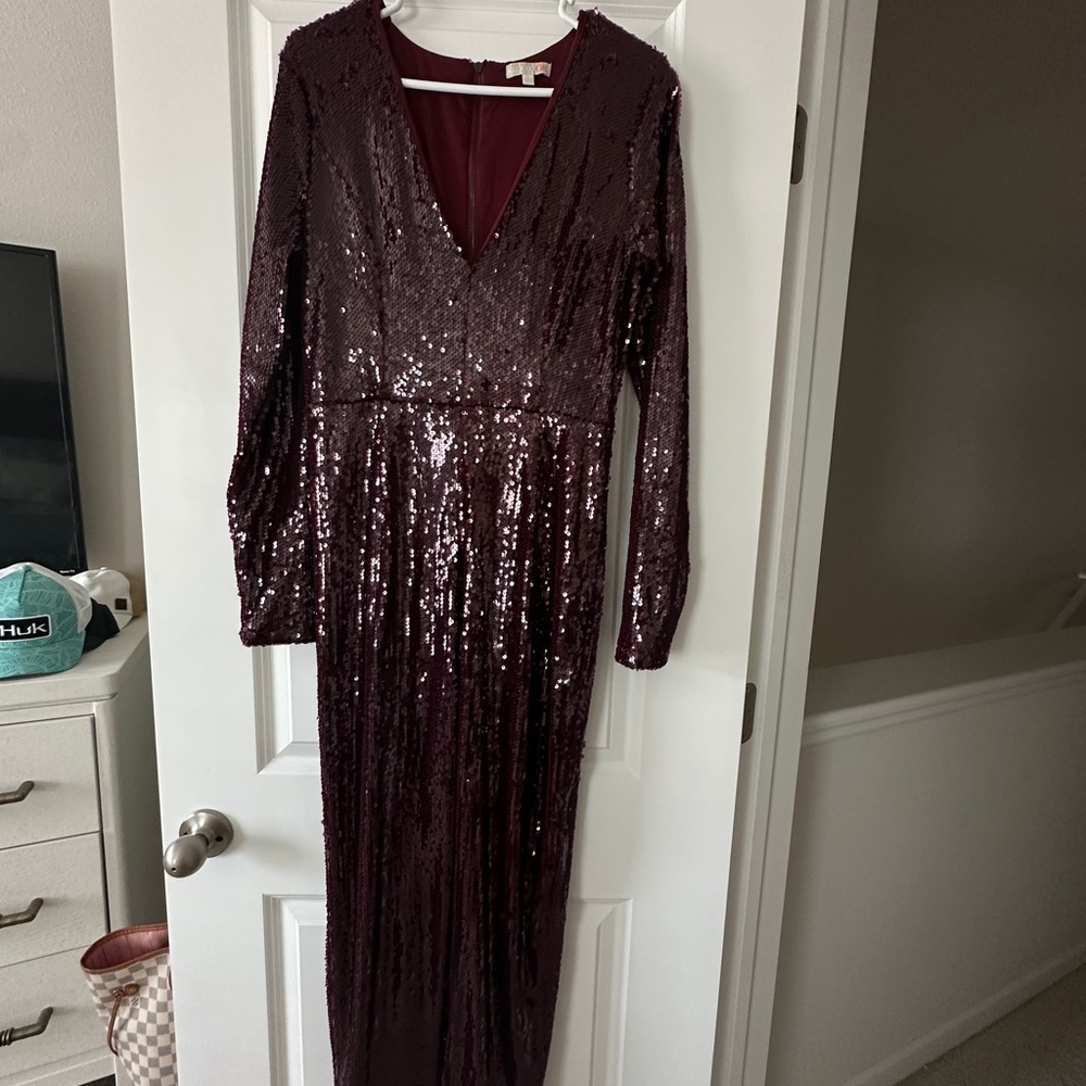 Elegant Burgundy Sequin jumpsuit